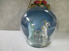 Glass Nativity Scene Inside Glass Christmas Tree Ornament 