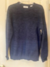 JACK  JONES Men's Sweater Size Large Long Sleeve Chunky Knit Crew Neck Blue