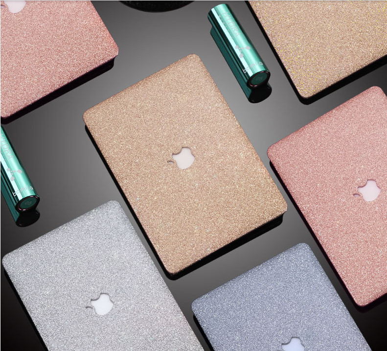 Rose Gold PU Bling Shiny Glitter Hard Case Shell for MacBook Air