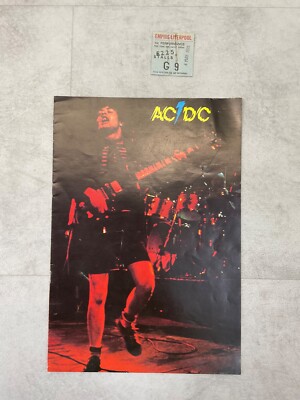 AC DC 1978 POWERAGE TOUR PROGRAMME with 1st Performance Ticket STUBB ...
