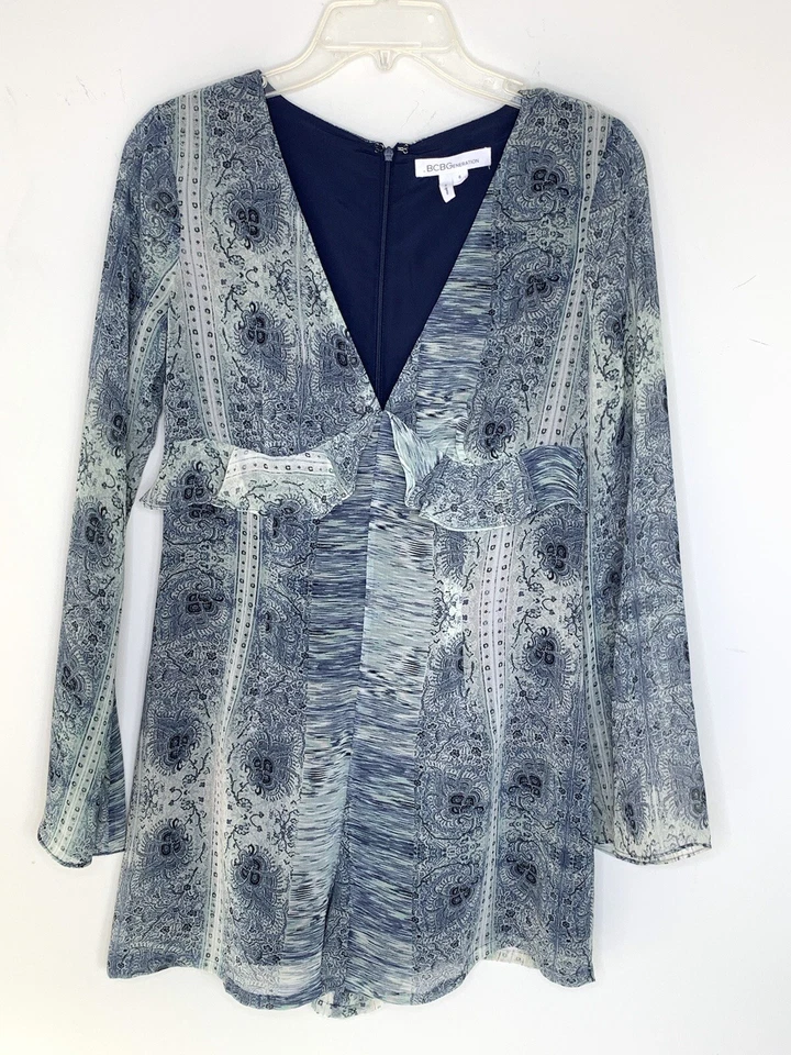 BCBGeneration синий комбинезон оборки курорт износ пляж богемное женщин размер 6 BNC1 - Изображение 2 из 4