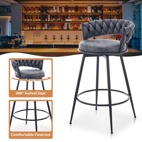 Barstools Counter Height Set of 3, 360°Swivel Bar Stools 26" Stool Chair - Picture 37 of 41
