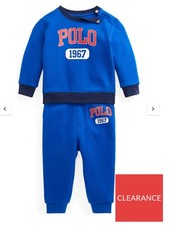 Ralph Lauren Baby Boys Polo Jog Set - Blue Joggers Sweater Tracksuit 9 Months