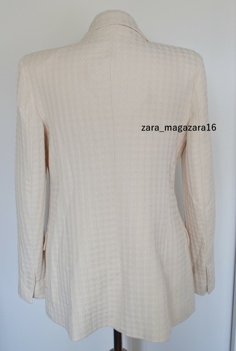 ZARA WOMAN DOUBLE-BREASTED TAILORED JACQUARD BLAZER CREAM SIZE M REF. 8474/464 - Picture 5 of 6