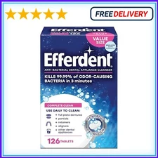 NEW Efferdent Retainer & Denture Cleaner Tablets Minty and Fresh Clean 126 Count