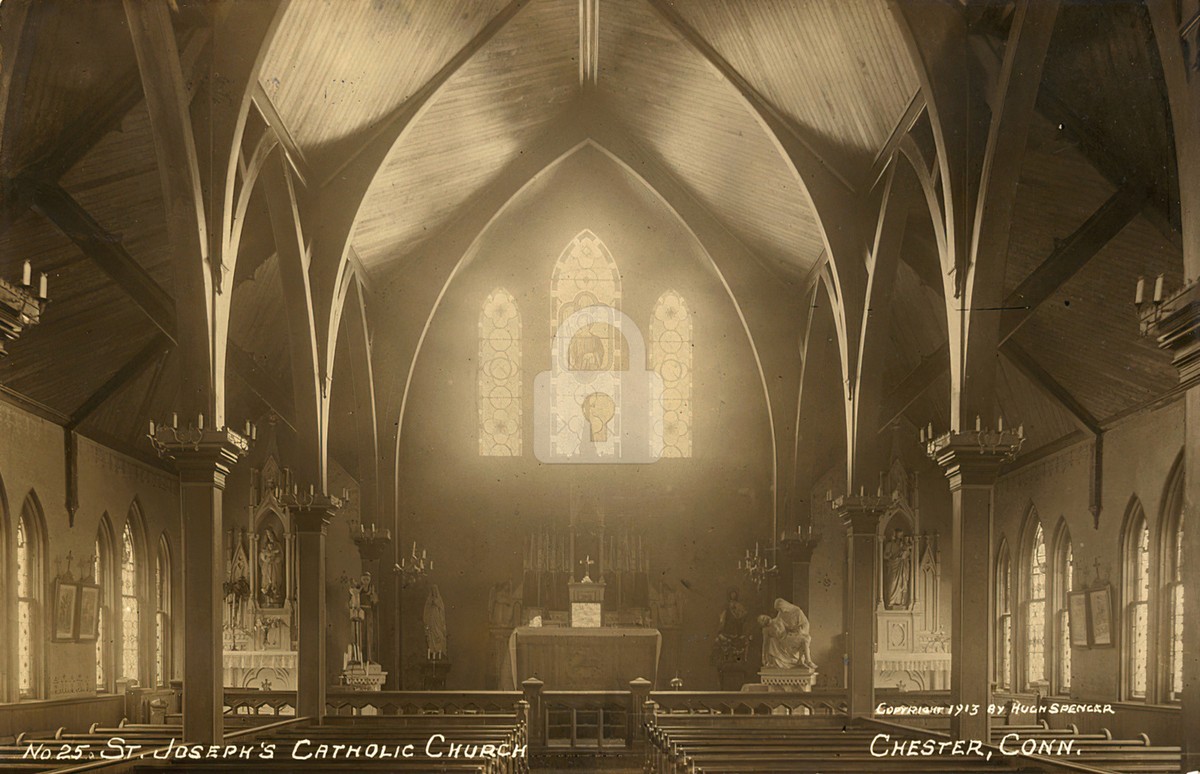 St. Joseph's Catholic Church, Chester, CT 1913 RPPC Photo Postcard