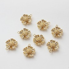6pc CZ Pave Daisy Flower Charm,Cubic Zirconia Flower Pendant,Zircon Floral Charm