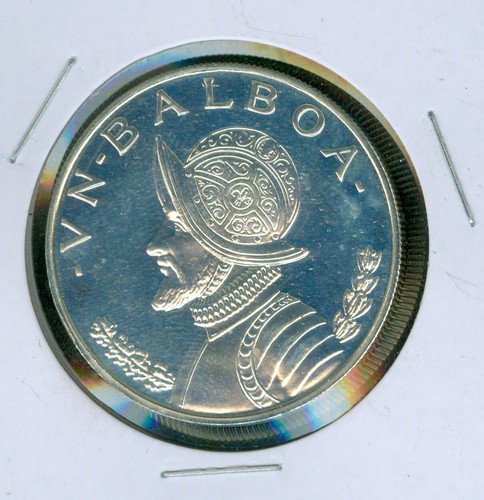 1971 PANAMA 1 BALBOA 900 SILVER CONQUISTADOR PERFECT PROOF CAMEO . - Picture 4 of 4