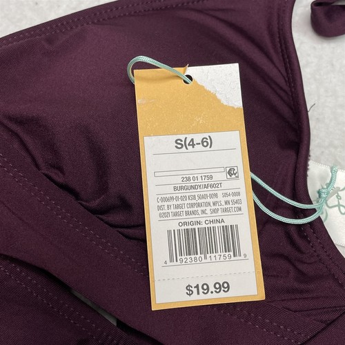 Kona Sol Faux Wrap Halter Bikini Top Womens Small Burgundy - Picture 9 of 10