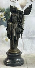Art Nouveau Genuine solid Bronze Sculpture Cleopatra sitting on Throne Statue