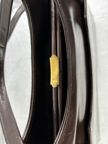 Vintage 1950er/60er Jahre Dofan Frankreich braune Clutch Handtasche Geldbörse Gold Verschluss Füße - Bild 9 von 9