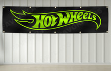 Hot Wheels Banner Flag 2X8ft Racing Car Track Sets Toys Collectors Room Decor