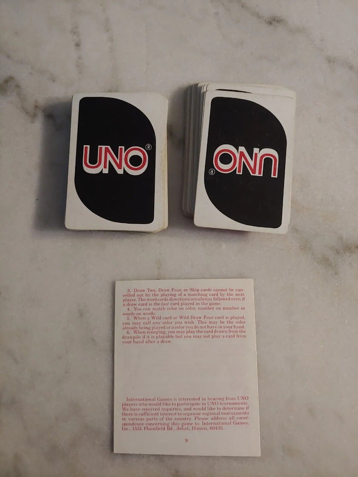 UNO Card Game with Original Box & Instructions COMPLETE 2 Sets of VTG*  1973+1979