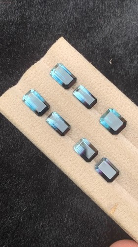 9.37CRT rare tricolor Tourmaline pairssetNatural Earth Mined Unheated Faceted - Picture 3 of 8