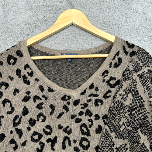 Democracy Sweater Womens Small Brown Black Leopard Print Bold Glamour Mob Wives - Picture 3 of 21