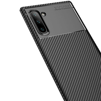 Hülle für Samsung Galaxy Note 10 Silikon Schutzhülle Schwarz Case Carbon Optik