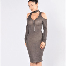 Fashion Nova Nine Lives Dress - Charcoal