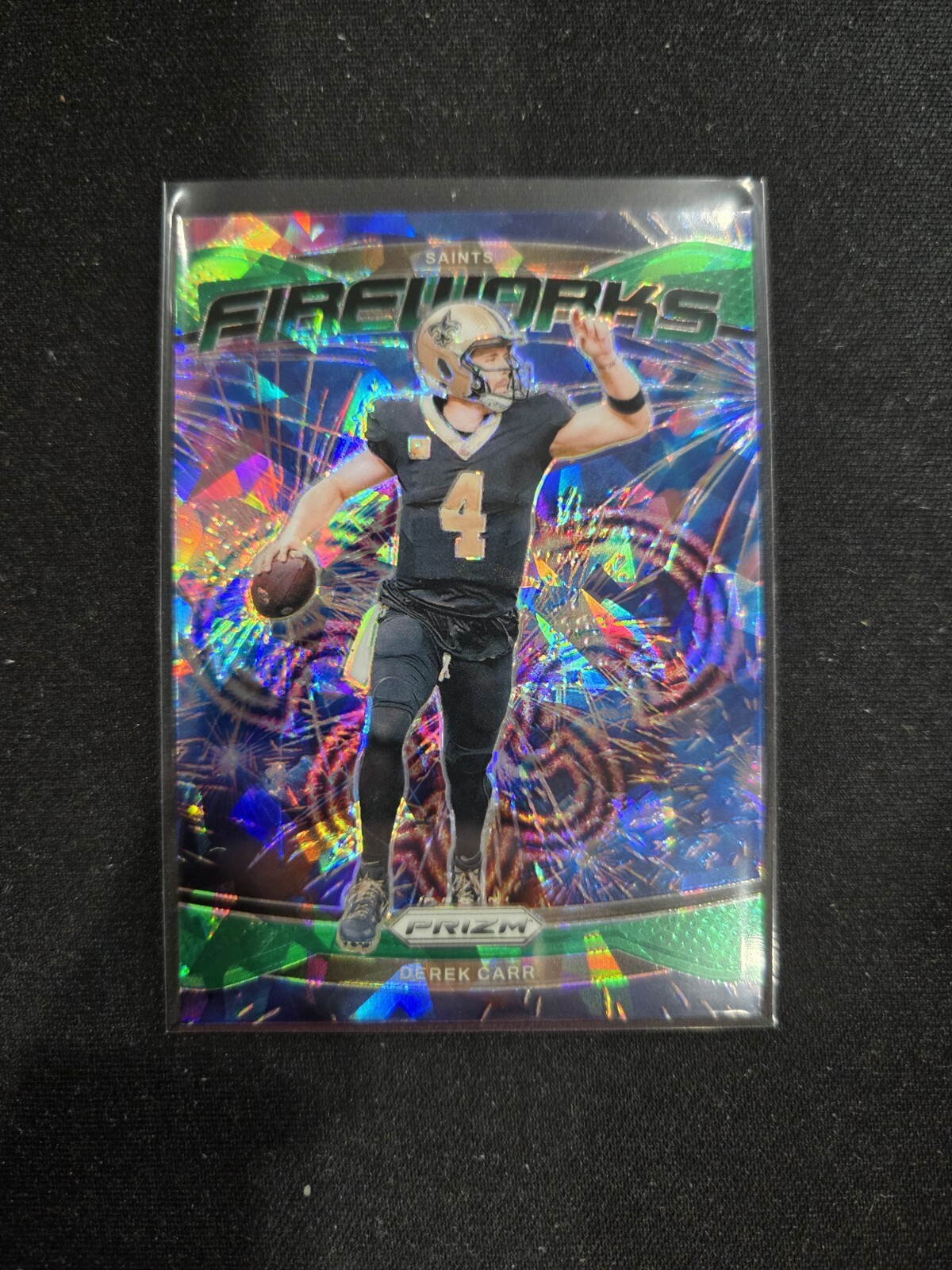 2024 Panini Prizm Football Derek Carr Fireworks Insert Green Ice Prizm #11