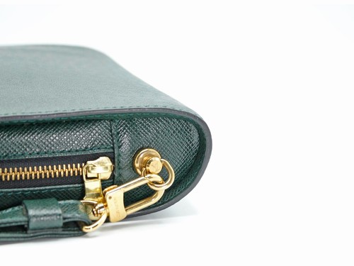 Auth LOUIS VUITTON Baikal Second Taiga Green Leather Clutch Bag France LL2337M5 - Picture 10 of 24