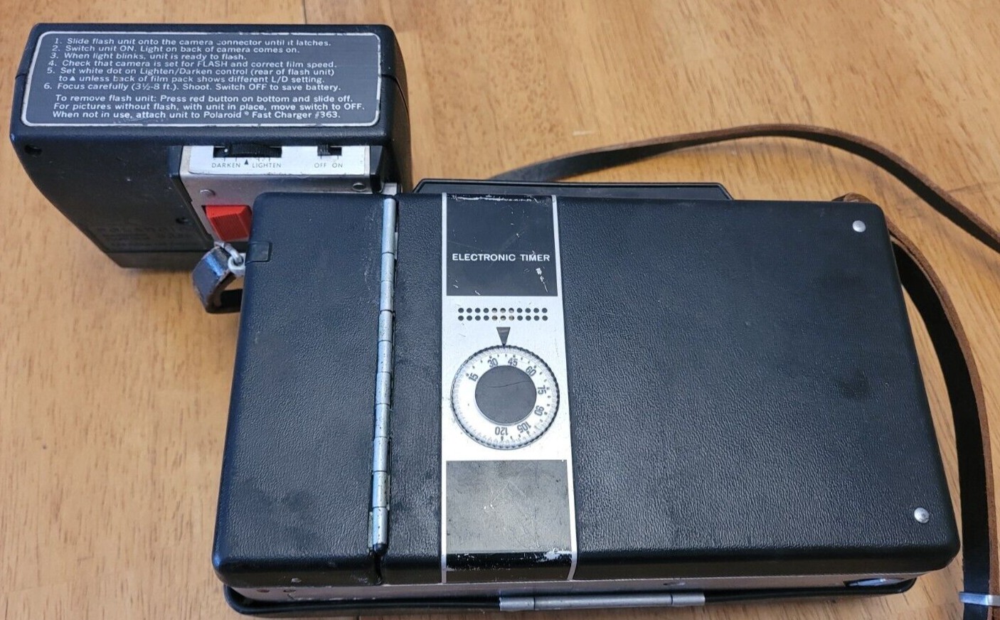 Vintage Polaroid 360 Land Camera Electronic Flash W/ Leather Strap eBay