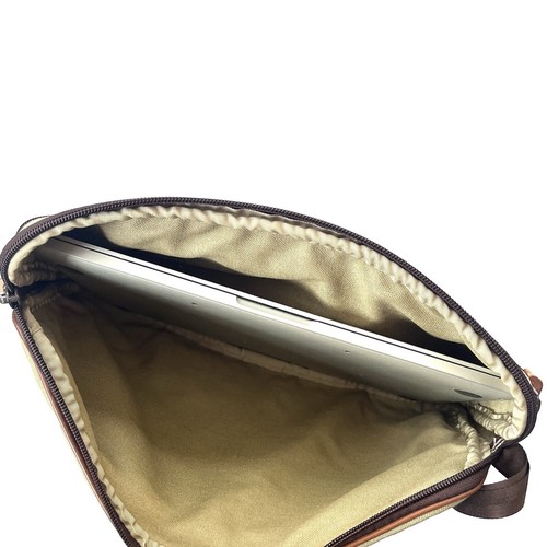 L.L. Bean Canvas Leather Zip Around Laptop Computer Portfolio Briefcase Bag - Picture 13 of 15
