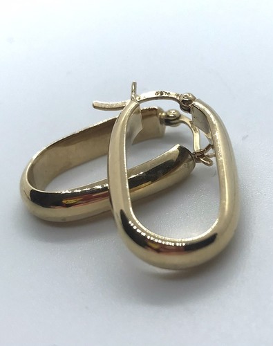 9ct GOLD OVAL LOOP EARRINGS 375 HM EXCELLENT CLEAN CONDITION - Picture 3 of 5