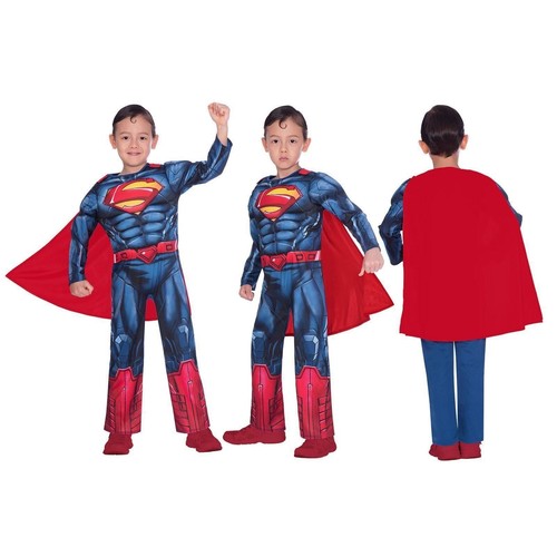 Official Superman Muscle Chest Fancy Kid Dress Superhero Costume Adult Mens Kids - Picture 3 of 8
