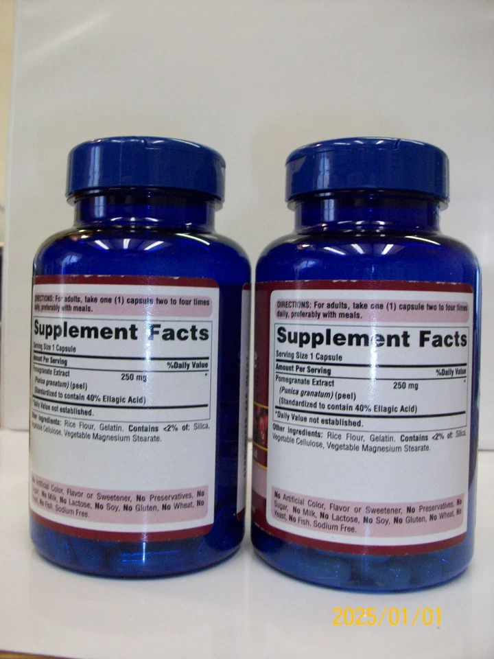 Extracto de granada 250 mg 120 cápsulas (2 Btl.) Promueve el envejecimiento saludable Foto 2 de 3