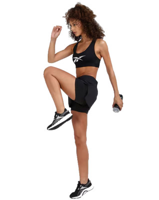 Reebok Women's Black Lux Vector Racer Medium Impact Racerback Bra Plus Size 2X