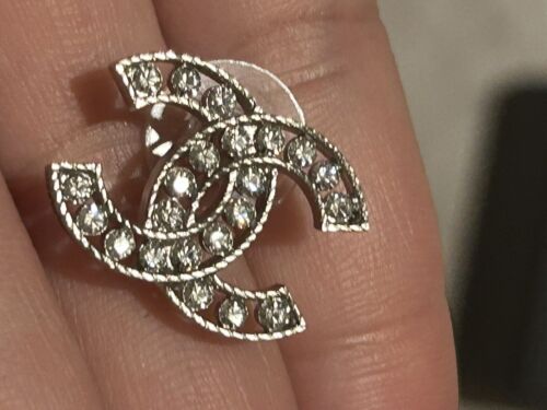 Brand New Chanel CC Logo Studs earrings With Crystal - Picture 5 of 6