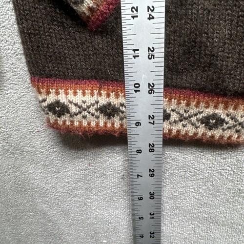 Loreto 100% Alpaca Cardigan Womens Large Brown Sweater Hooded Zip Peruvian - Picture 4 of 10