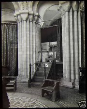 Glass Magic Lantern Slide INTERIOR PART OF NORWICH CATHEDRAL C1910 PHOTO 