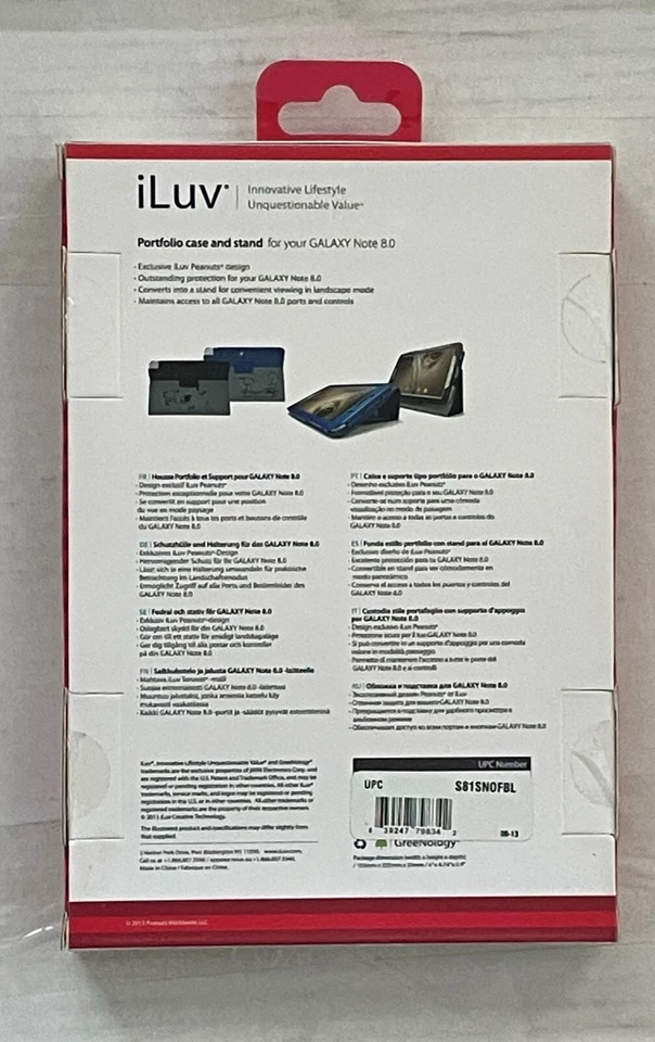 iLuv Snoopy Folio Portfolio case and stand for GALAXY Note 8.0 Blue  S81SNOFBL - Image 3 of 4