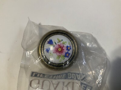 AMEROCK ALLISON 1 1/4 BRASS CERAMIC FLORAL CABINET KNOB PULL BP-76244-FWB