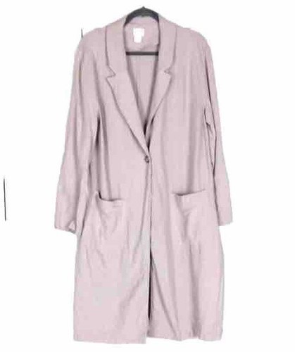 SIGRID OLSEN WomensLinen Blend Oversized Long Coatigan Jacket XL Taupe Lagenlook - Picture 7 of 22