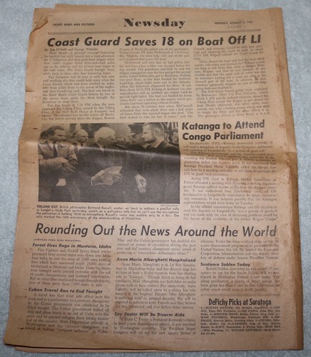 1961 NY NEWSDAY COSMONAUT DOWN SAFE GHERMAN TITOV CIRCLED EARTH VOSTOK II - 第 6/6 張圖片