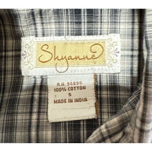 CAMICIA WESTERN SHYANNE PEARL SNAP PLAID TAGLIA SMALL NERA BIANCA ROCKABILLY DONNA - Foto 5 di 5