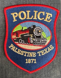 Palestine TX Texas Police Shoulder Patch Vintage Unsewn  Train  Full Embroidery