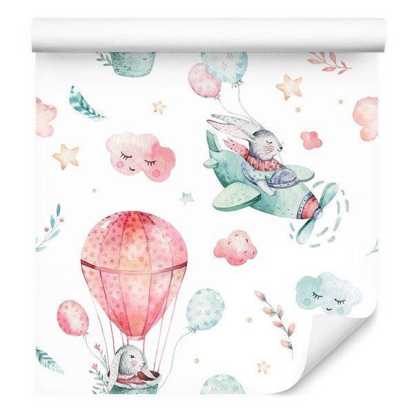 10M Vlies Tapeten Rollen Kinderzimmer Luftzeuge Luftballons Wolken Sterne Xxl 20-image