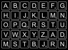 Alphabet Tiles 35 pcs 7/8" White Fused Glass Decals