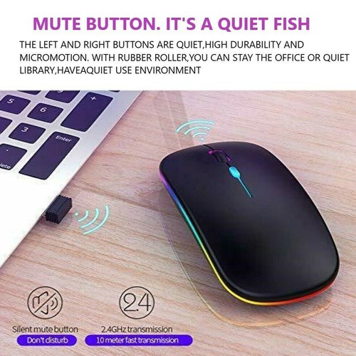 2.4GHz Wireless Bluetooth Optical Mouse RGB Mice For PC Q0 Laptop O6J2 - Picture 7 of 12