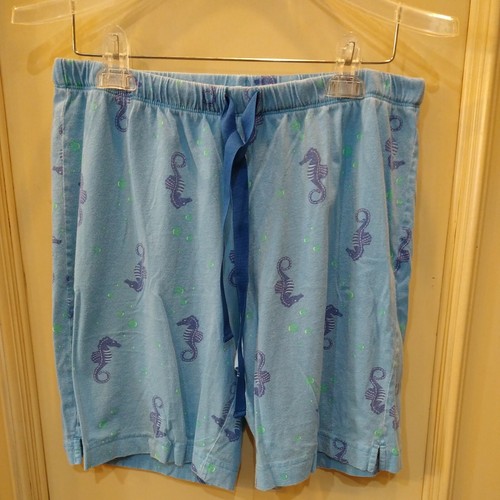 Simply Basic Ladies Sleepwear Shorts Drawstring Blue Seahorses M (8-10)