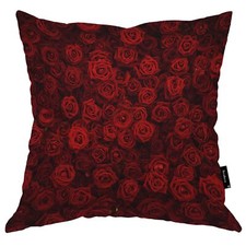 Red Roses Throw Pillows Covers Romantic Blossom Roses Floral Cotton Linen Pil...