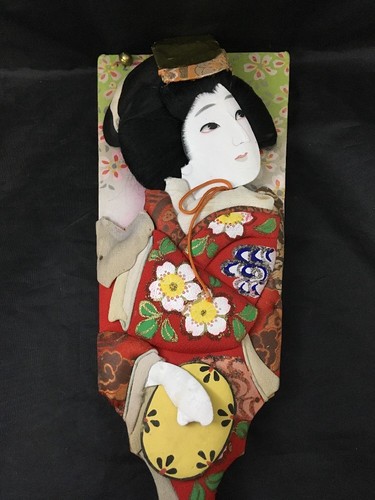 Japanischer Hagoita Frau Kimono handbemalt Kirschblüten Japan Dekor - Bild 2 von 12
