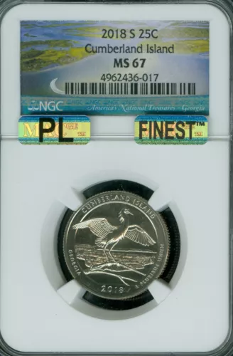 2018 S CUMBERLAND ISLAND QUARTER NGC MS67 MAC PL MAC FINEST   .
