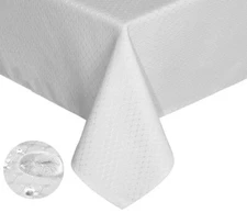 Tektrum 60"X84" Rectangular Waffle Tablecloth-Waterproof/Stain Resistant (White)