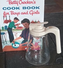 Vintage MCM Gemco Glass Syrup Dispenser Creamer Honey Coffee USA Beige