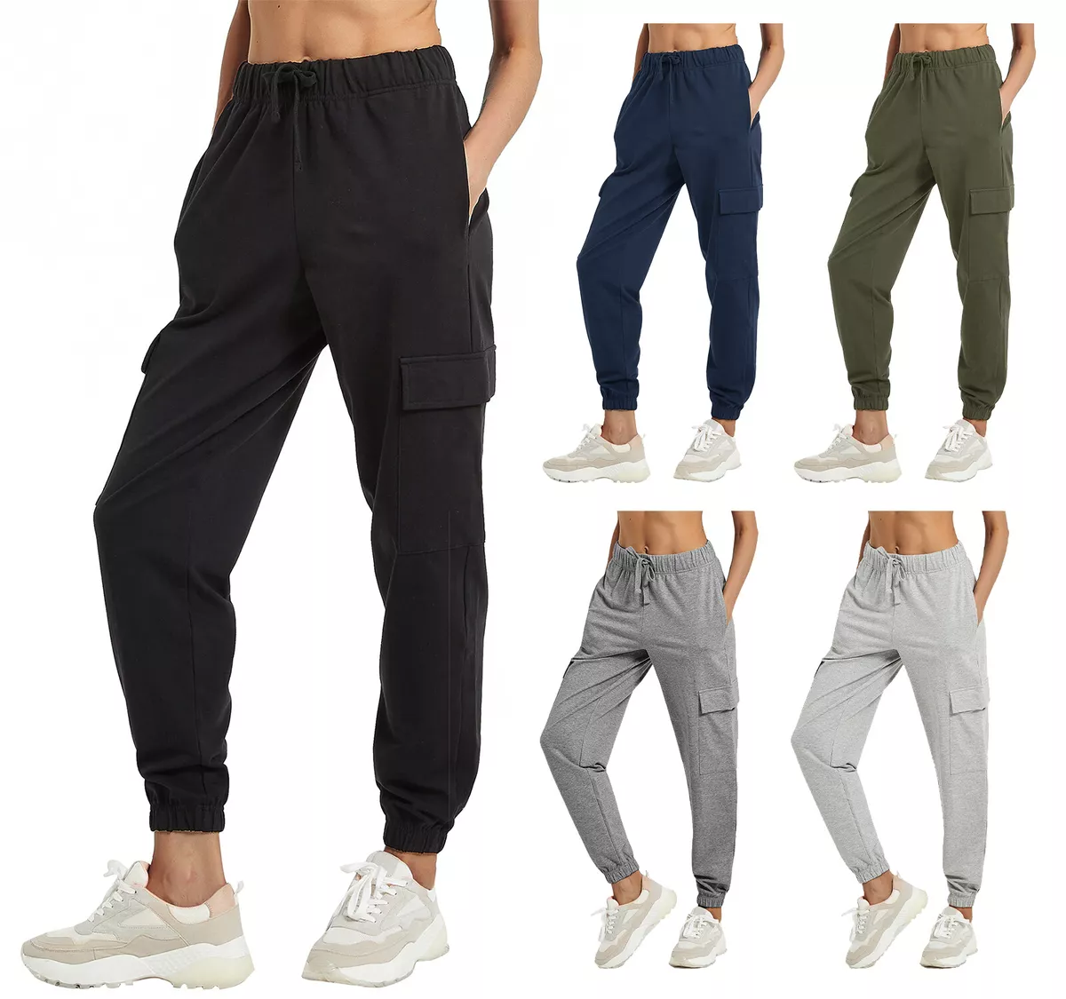 Women's Cargo Sweatpants Gym Athletic Jogger Yoga Loose Lounge Pockets  Trousers