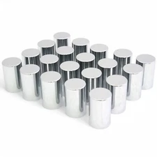 Chrome Lug Nut Covers 33mm Plastic Smooth Tube Style Screw On Pack of 20