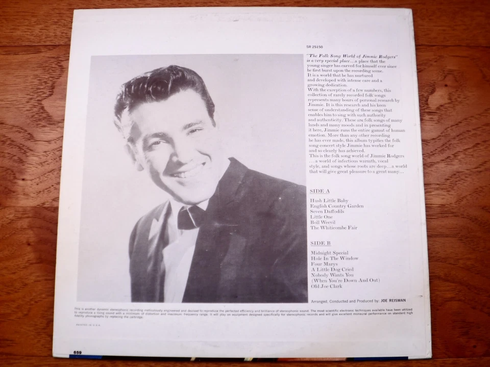 ♫ The Folk Song World of Jimmie Rodgers ♫ Near Mint Roulette Records Vinyl LP 🔥 - Image 3 of 3